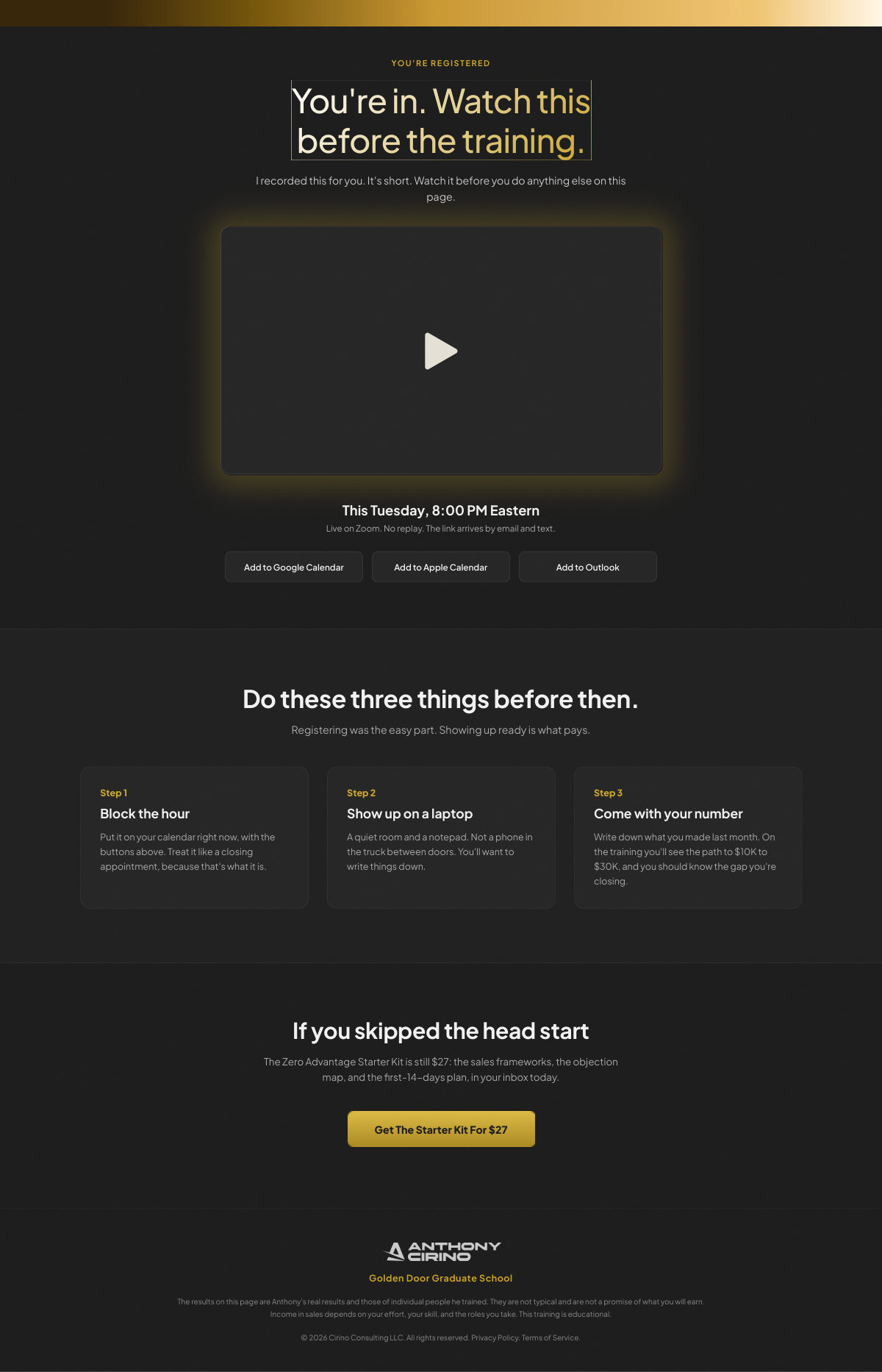 Thank You page · Direction B (Guilherme v13)