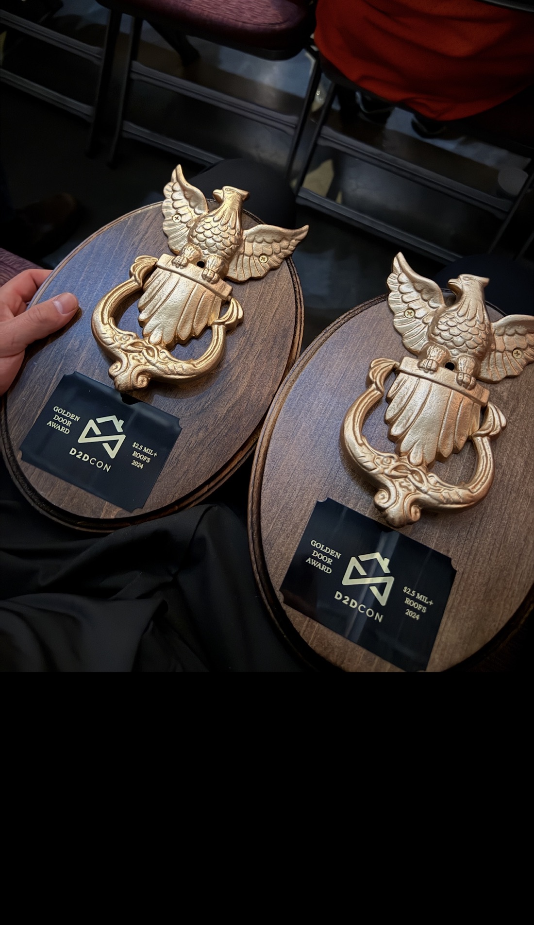 Anthony's two Golden Door Award plaques
